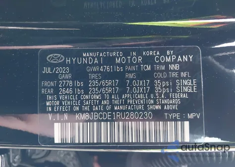 2024 Hyundai Tucson Sel z USA, uszkodzony, nr VIN KM8JBCDE1RU280230